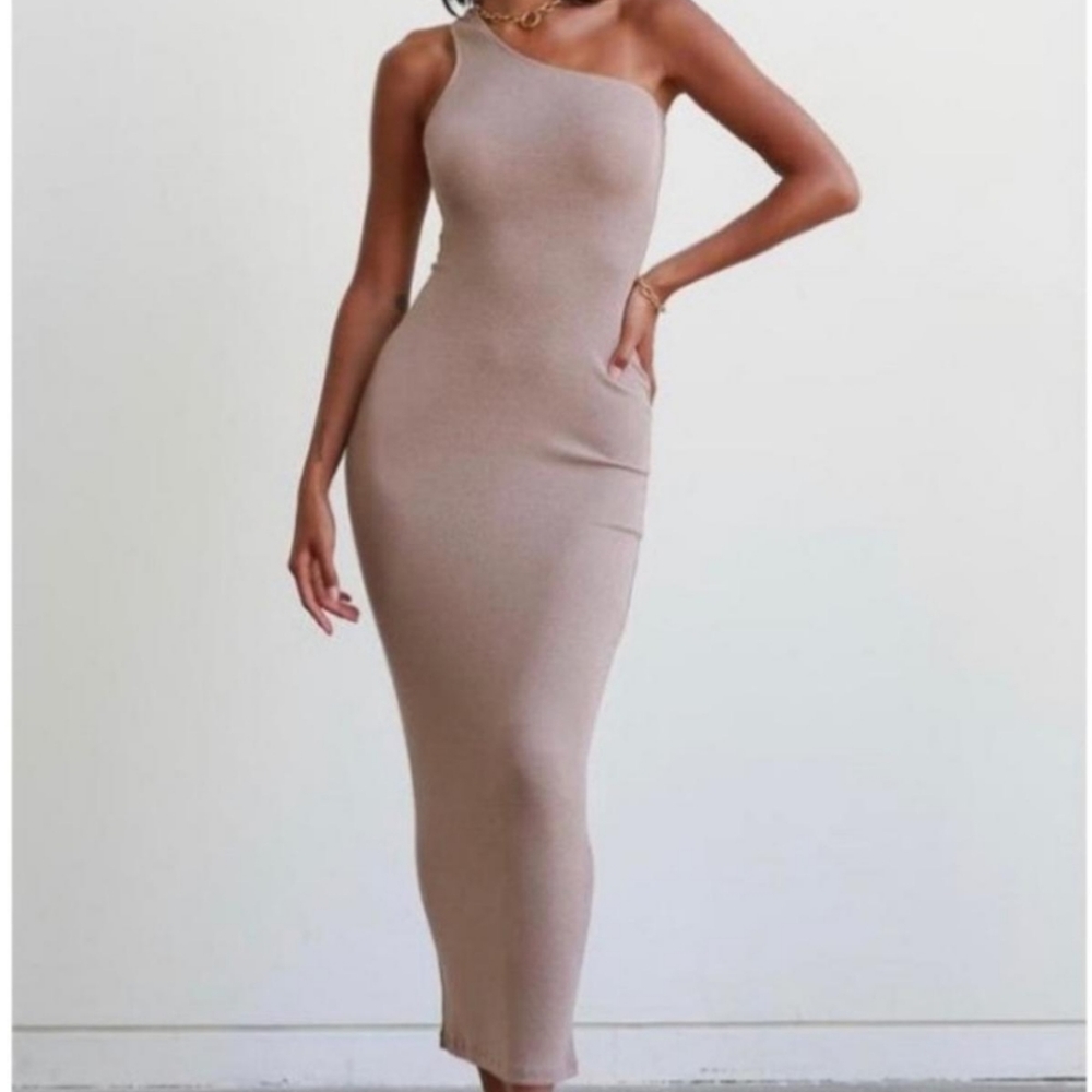 437 Naomi Dress - Tan - Size Small